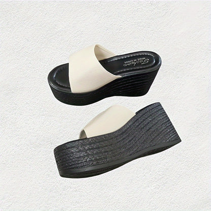 Women's Platform Wedge Sandals, Open Toe Strappy Back Slippers, Casual & Stylish Shoes, Women's Footwear
