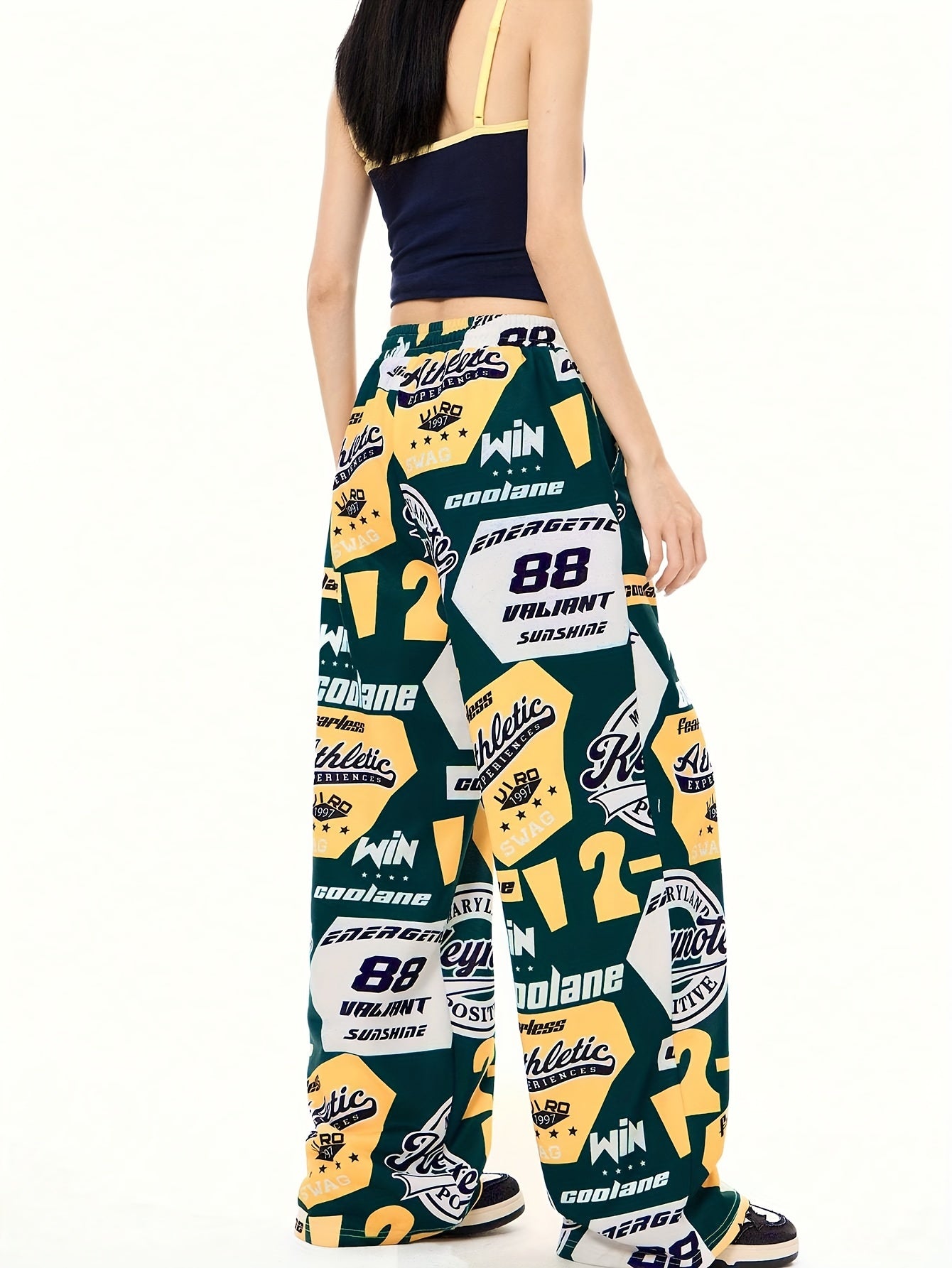 Women's Hip-Hop Inspired Colorblock Soccer Joggers - Casual Drawstring Cargo Pants for Spring/Fall, Machine Washable, for Autumn