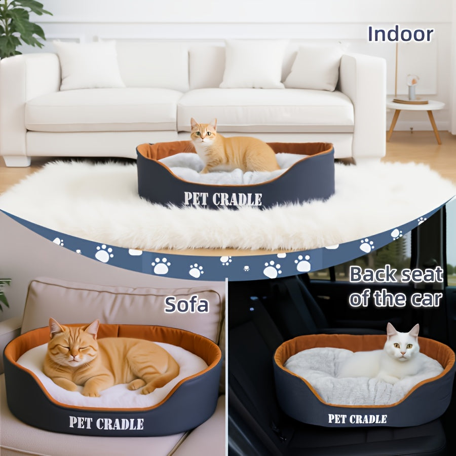 1pc Extra Large Winter Dog Bed for Small & Medium Cats & Dogs - Heavy-Duty Non-Slip Base, All-Season Indoor/Outdoor Pet Bed with Easy-Clean Design, Removable Cushioned Seat, Machine Washable Soft Interior