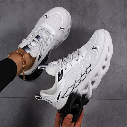 Women'S Breathable Mesh Running Sneakers - Lightweight, Height-Boosting Casual Sneakers with Phylon Sole, All-Season Comfort, Blue & White Design, Perfect for Casual Attire or Outdoor Activities