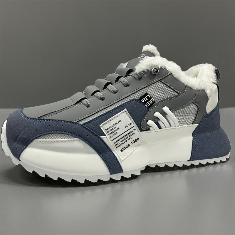 Sneakers da uomo alla moda, scarpe sportive e casual per tutte le stagioni, basse, con lacci, punta tonda, comoda tomaia in PU e suola in PVC