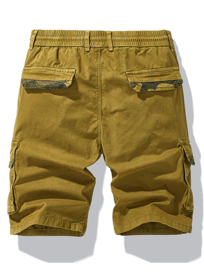 Men'S Heavy-Duty Work Shorts - Olive Green Cargo Pants with Multiple Utility Pockets, Non- Fabric for Construction, Outdoor, Everyday Casual - Adjustable Drawstring Waist - Model 9385, Outdoor Apparel, Functional Design, Dura