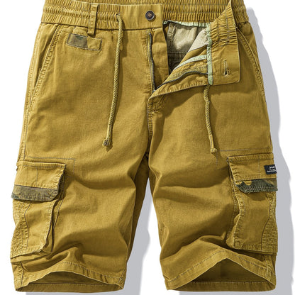 Men'S Heavy-Duty Work Shorts - Olive Green Cargo Pants with Multiple Utility Pockets, Non- Fabric for Construction, Outdoor, Everyday Casual - Adjustable Drawstring Waist - Model 9385, Outdoor Apparel, Functional Design, Dura